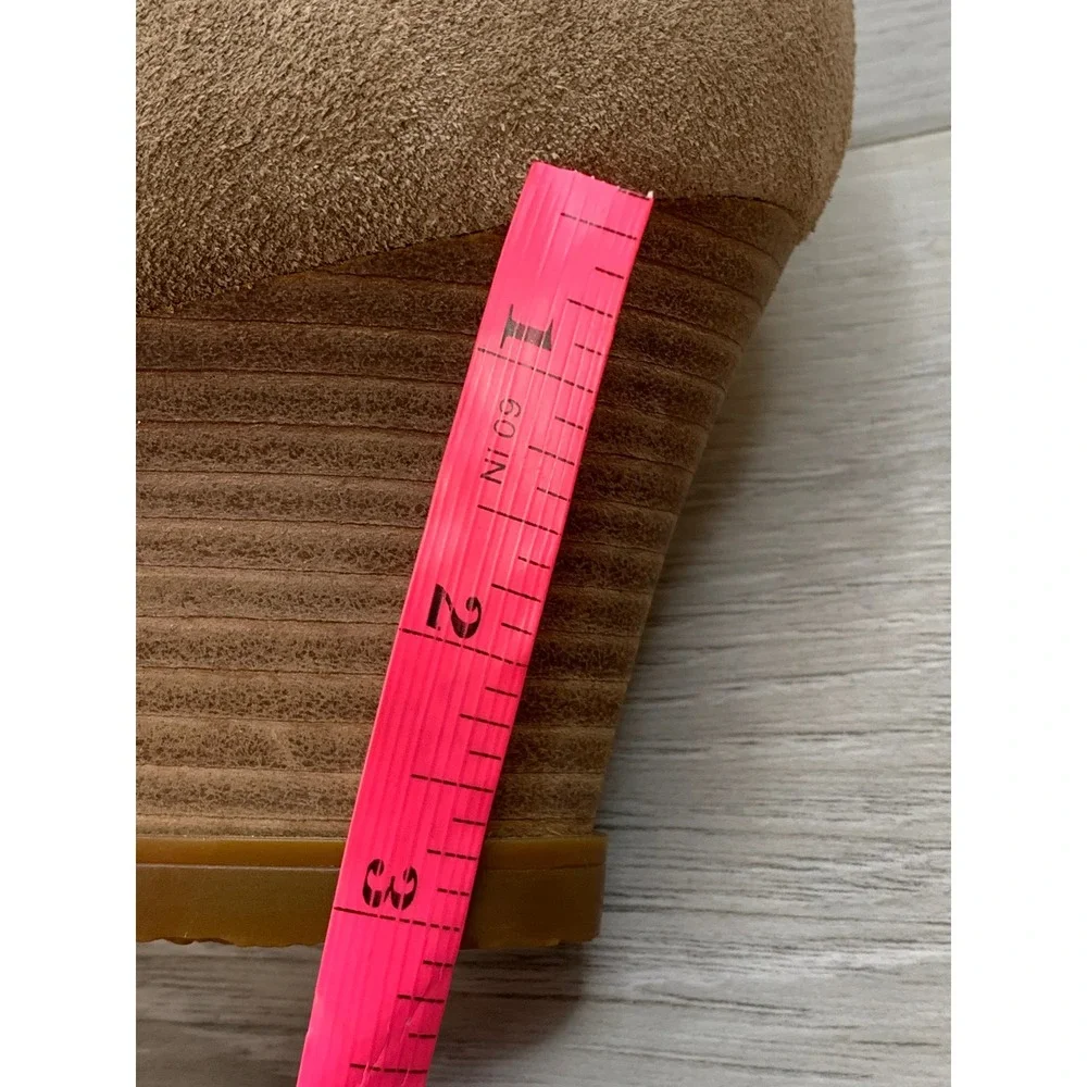 Lauren Ralph Lauren Women's Wedge‎ Booties Tan Suede Moc Toe Lace Up Boots 7